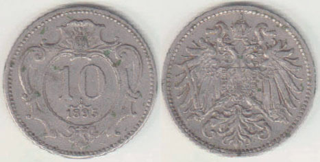1895 Austria 10 Heller A003923